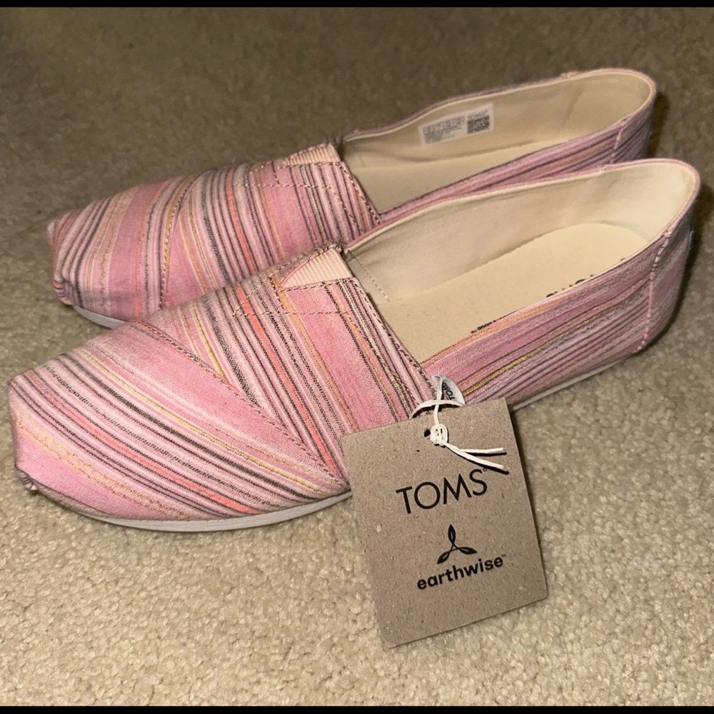 TOMS Earthwise Striped Flats NWT